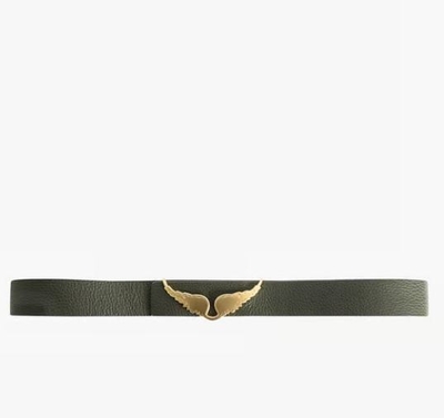 Cinturon Zadig reversible de piel verde Rock